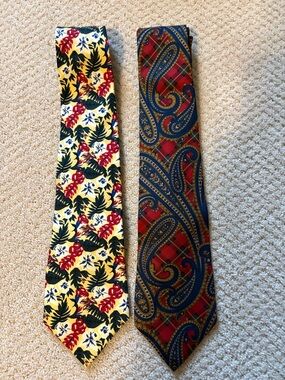 Vintage Tommy Hilfiger Silk Ties (2) Floral + Paisley 90s